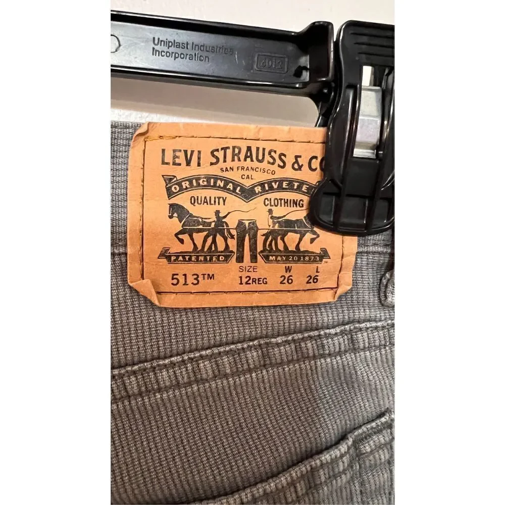 Levi's 513 Jeans Youth Mid Rise Slim Straight Denim Gray Light Wash Size 12R (28